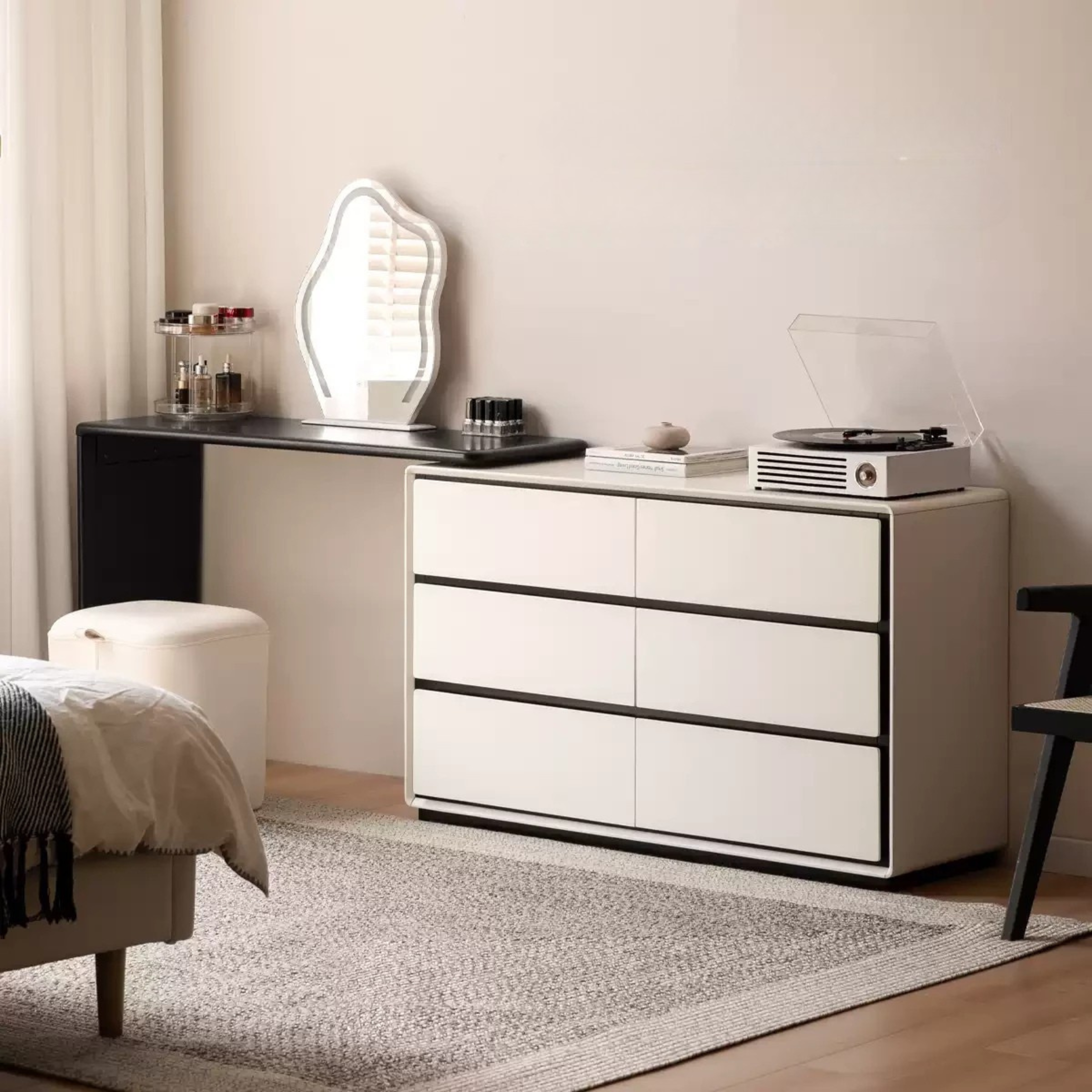 Solid Rubberwood Rotating Modern Dressing Table.