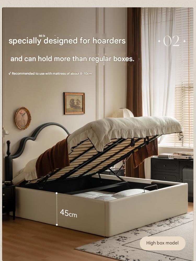 Ecological Cloud Leather French Retro Edge White Box Bed