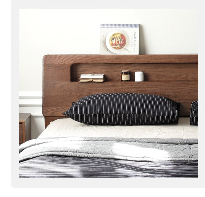 Oak solid wood bed with light walnut-color-USA