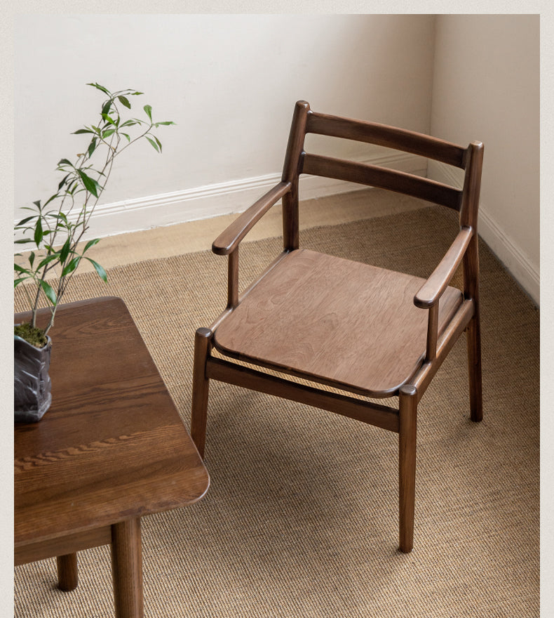 Golden Sandalwood Solid Wood Dining Soft Chair
