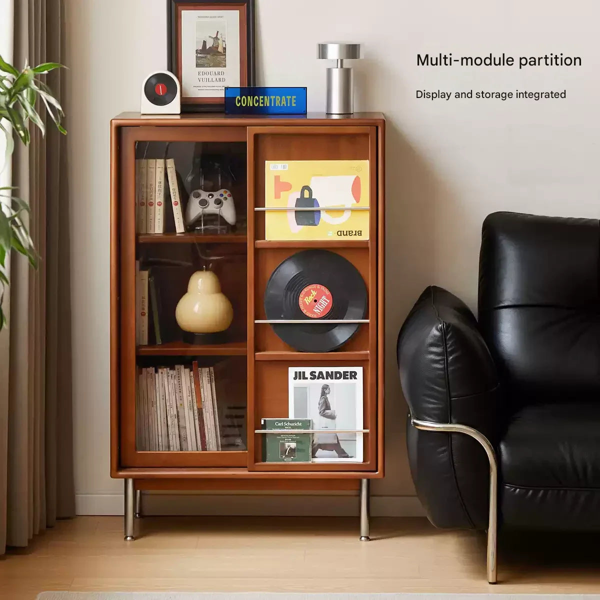 Poplar Solid Wood Ancient Style Sliding Door Side Cabinet