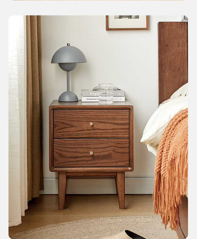 Oak Solid Wood walnut color Nightstand