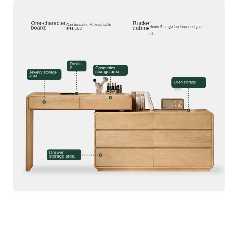 Ash Solid Wood Telescopic Dressing Table-USA