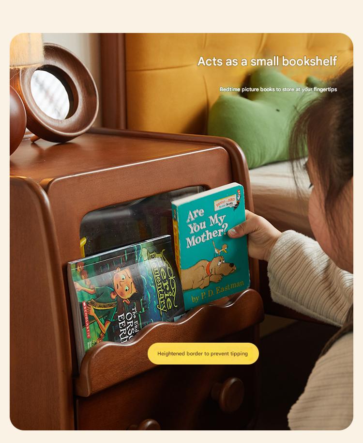 Poplar Solid Wood Children's with Lights Nightstand