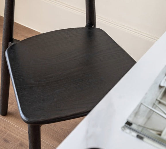 4 Pcs Oak Solid Wood Black Chair