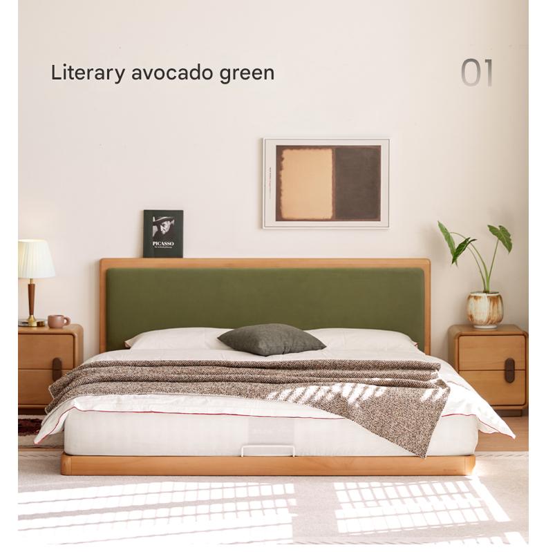 Beech Solid Wood Modern Simple Soft Leaning Platform Bed