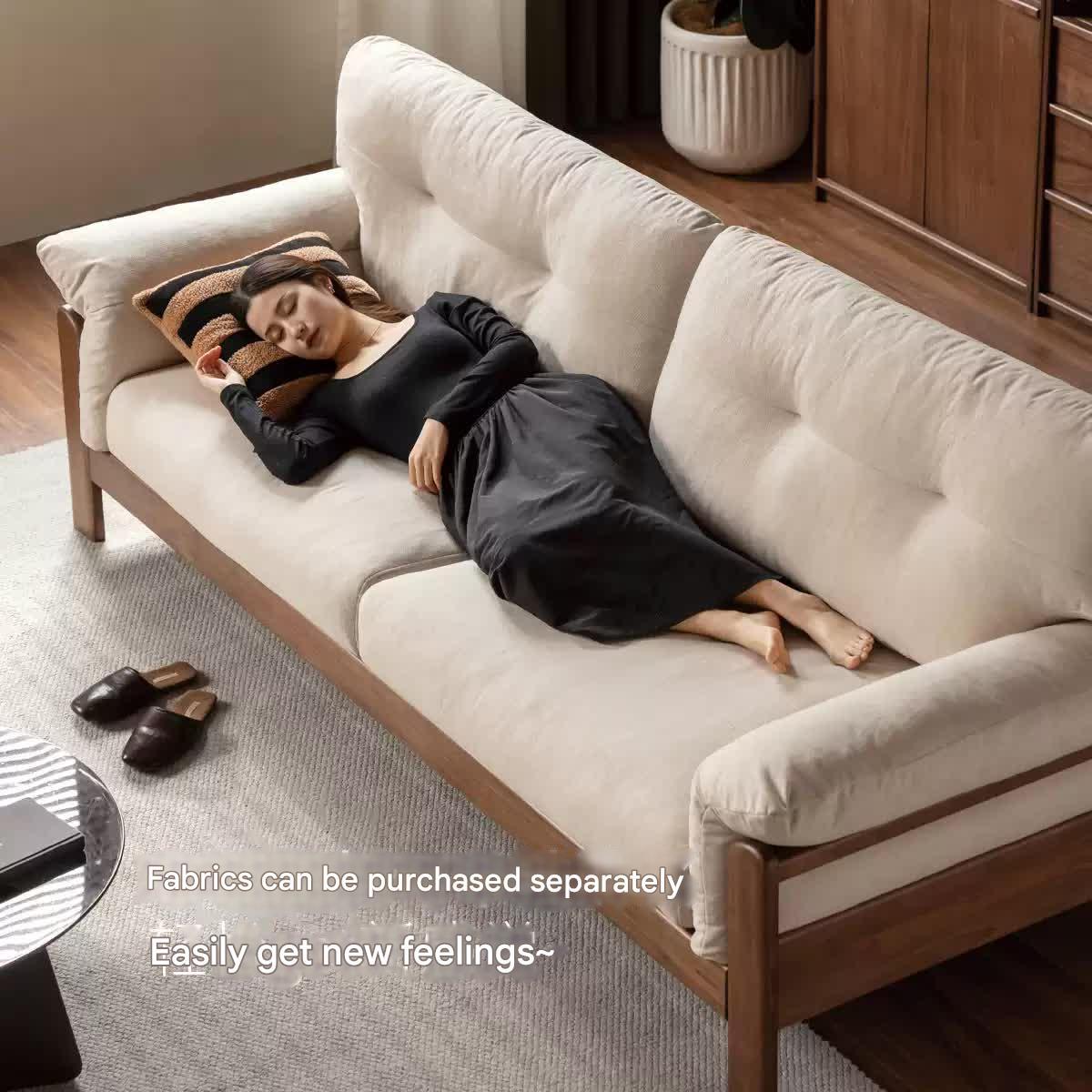 Black Walnut, Ash Solid Wood Modern Sofa