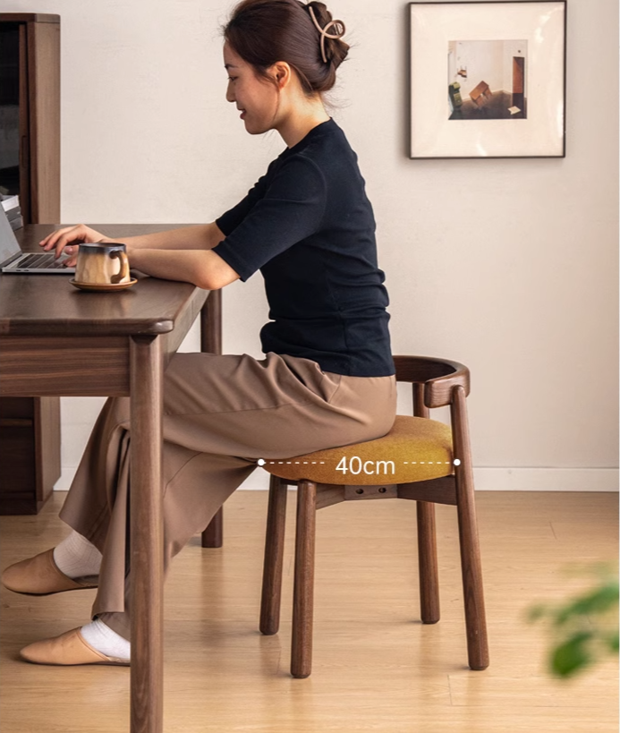 Black Walnut, Oak Solid Wood, Solid RubberWood Makeup Stool