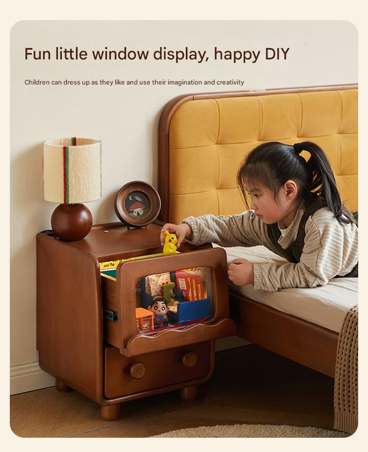 Poplar Solid Wood Children's with Lights Nightstand