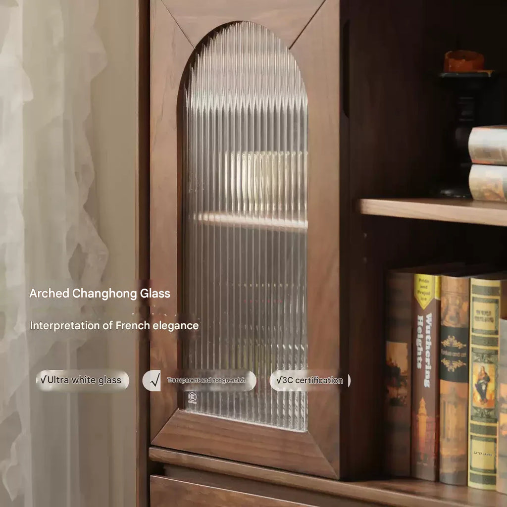 Black Walnut Solid Wood French Retro Side Cabinet