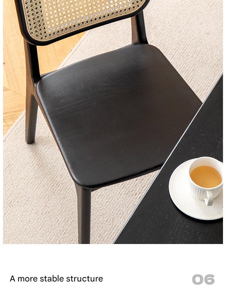 4 pcs Oak Solid Wood Back Rattan Dining Chair