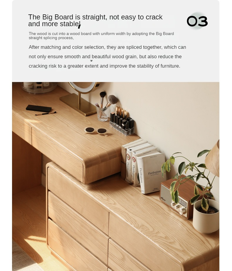 Ash Solid Wood Telescopic Dressing Table-USA