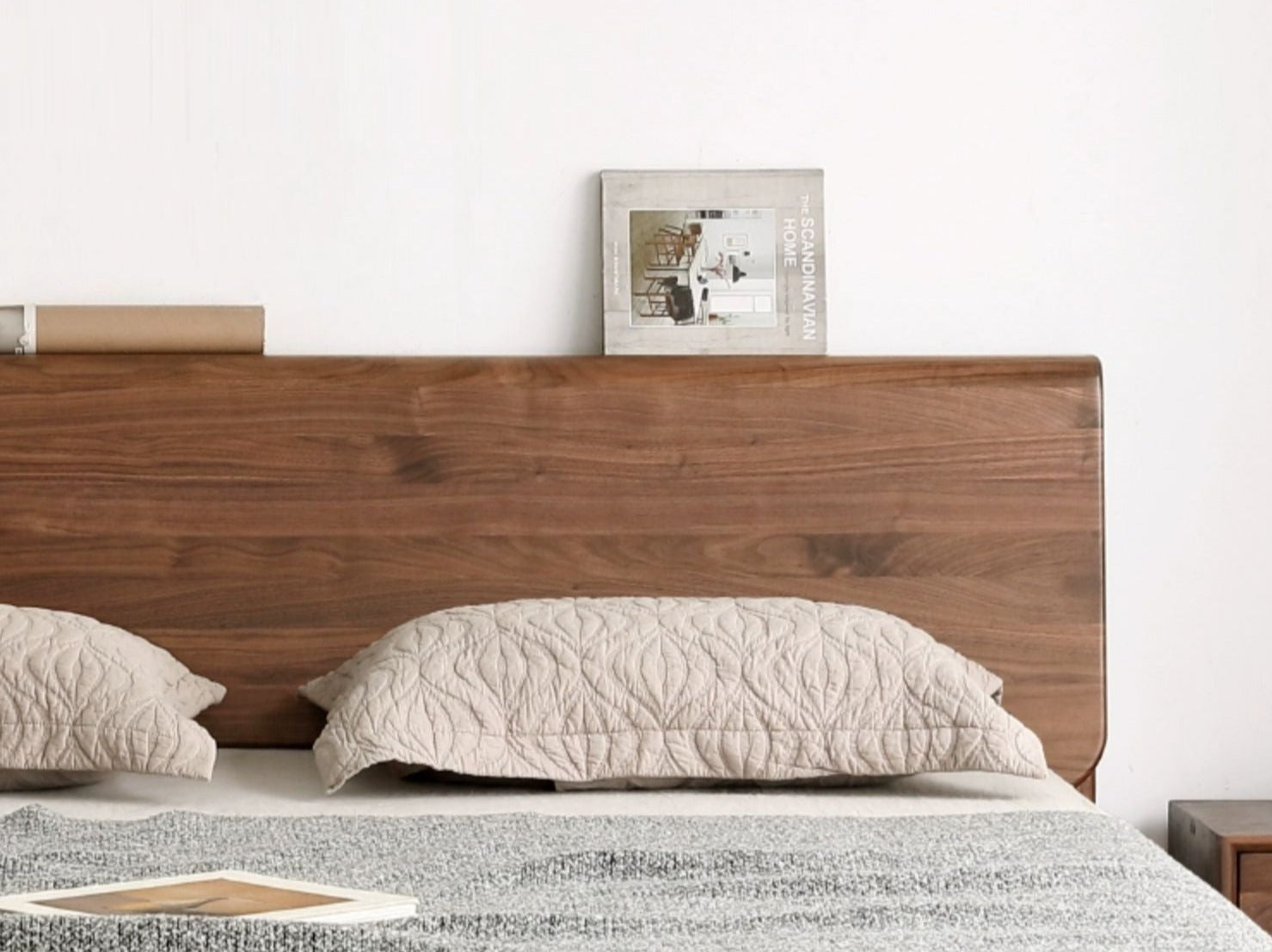 Black Walnut Solid wood bed Nordic modern