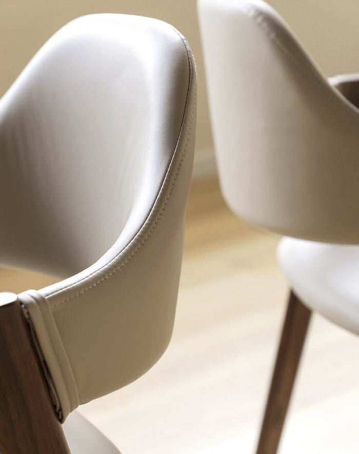 2 pcs Black Walnut Solid Wood, Organic Leather, Armchair