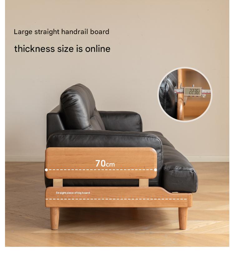 Cherry Solid Wood Modern Leather Sofa