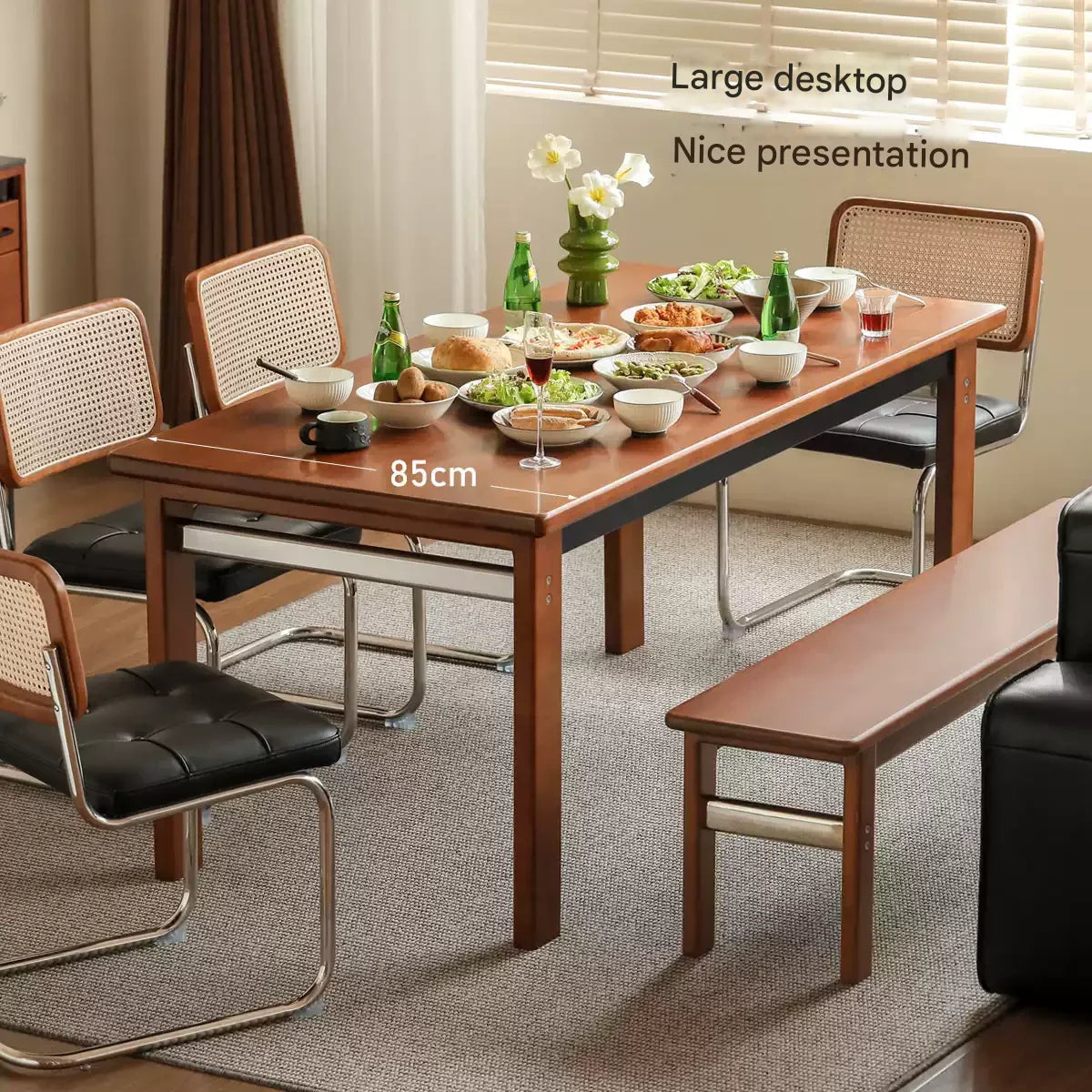 Poplar Solid Wood Bauhaus Retro Antique Style Dining Table