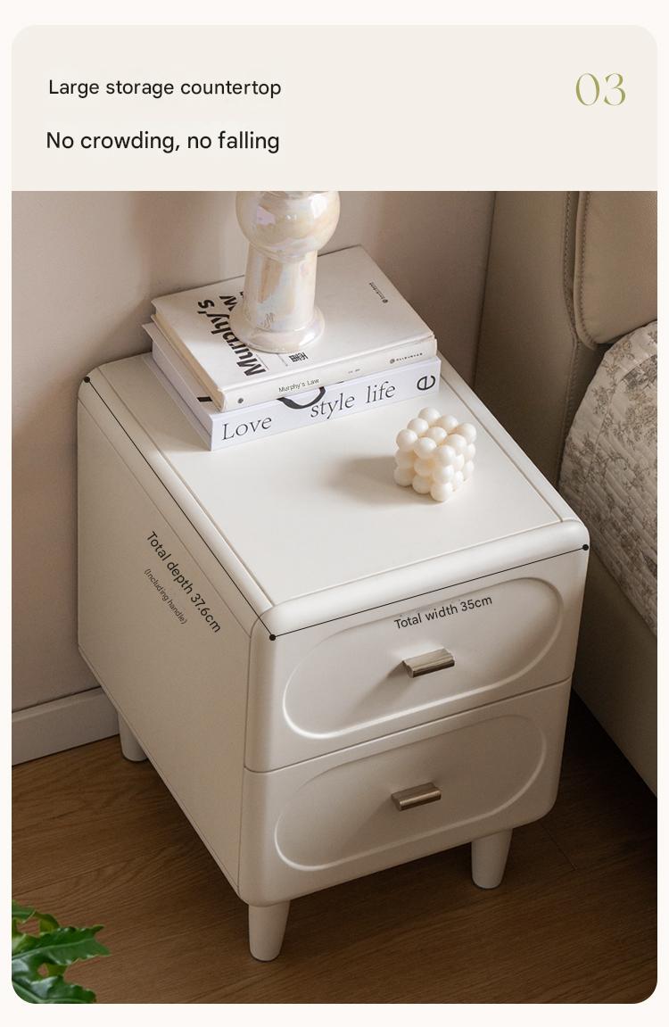 Solid Rubberwood French Cream Nightstand