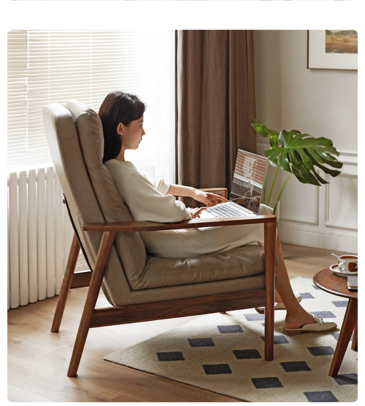 Black Walnut Solid Wood Fabric Sofa Chair