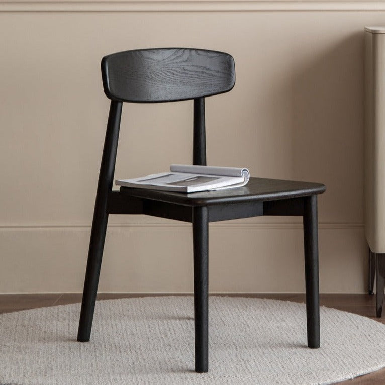 4 Pcs Oak Solid Wood Black Chair