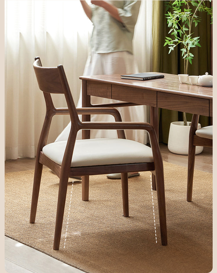 Black Walnut, Oak Solid Wood Retro Soft Pack Dining Chair