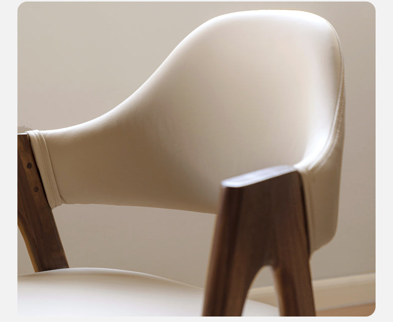 2 pcs Black Walnut Solid Wood, Organic Leather, Armchair