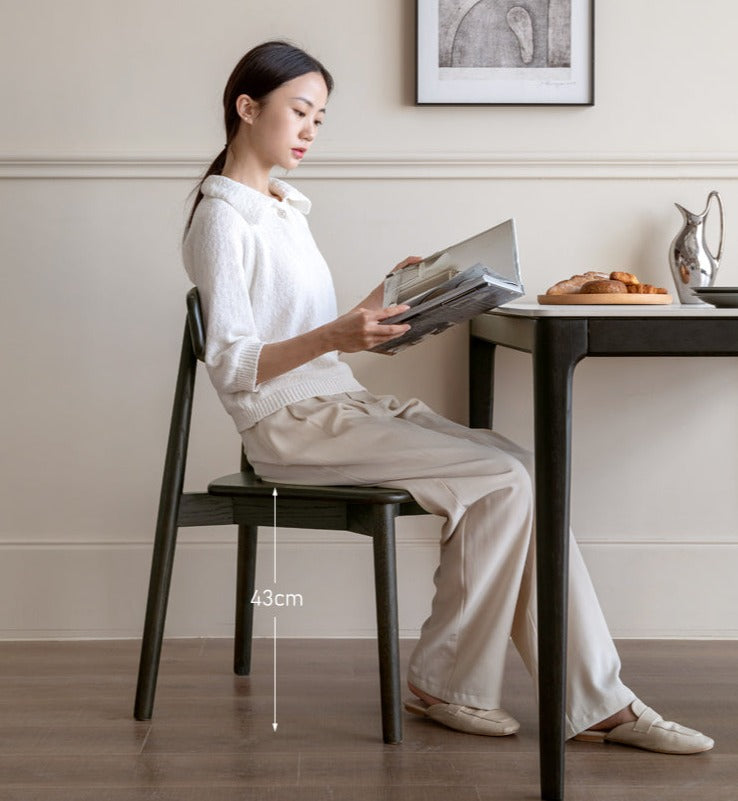 4 Pcs Oak Solid Wood Black Chair