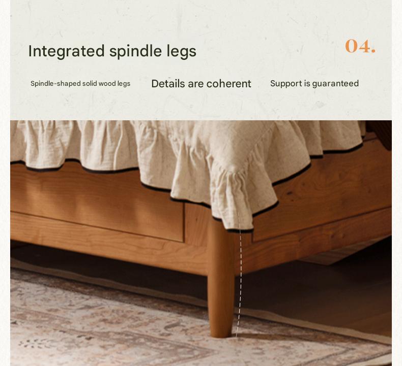 Cherry solid wood French retro storage bed