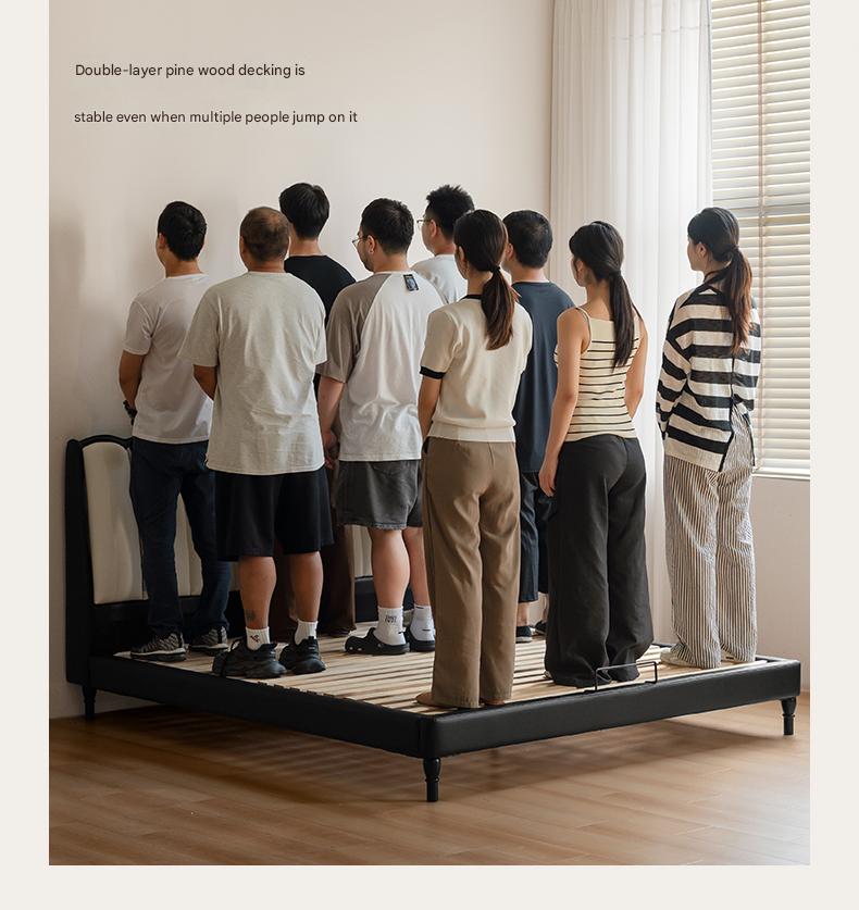 Ash Solid Wood Genuine Leather French Retro Art Bed