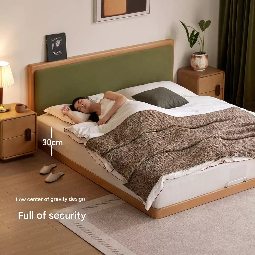 Beech Solid Wood Modern Simple Soft Leaning Platform Bed