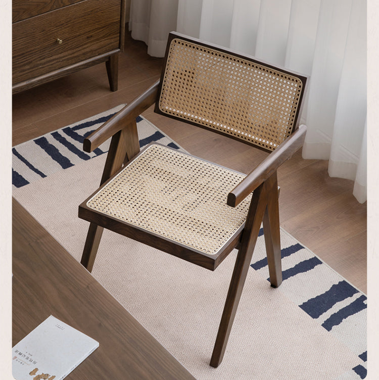 Black Walnut Solid Wood Wabi-Sabi Style Rattan Chair