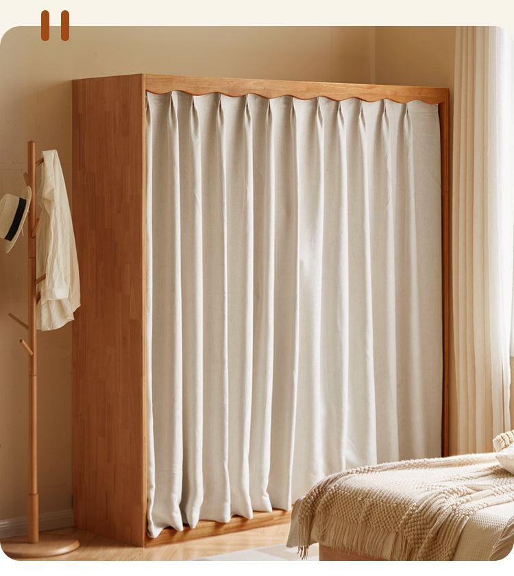 Solid Rubberwood Dustproof Layered Wardrobe