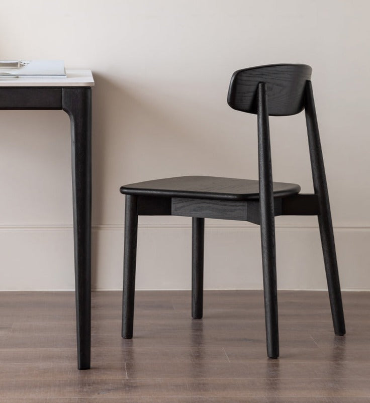 4 Pcs Oak Solid Wood Black Chair