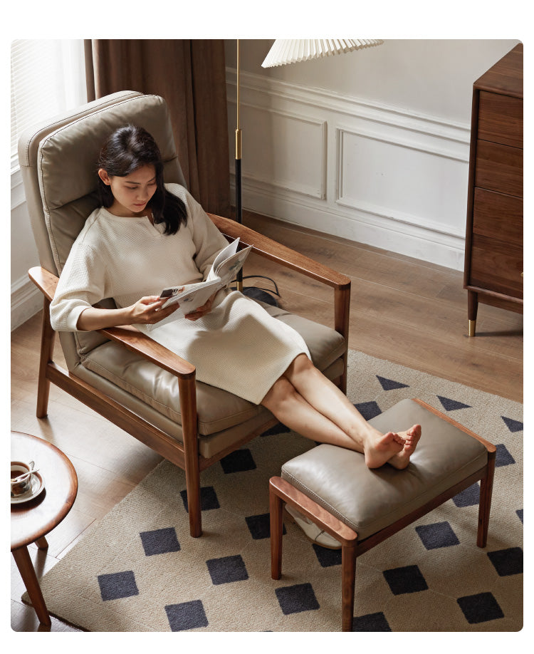 Black Walnut Solid Wood Fabric Sofa Chair