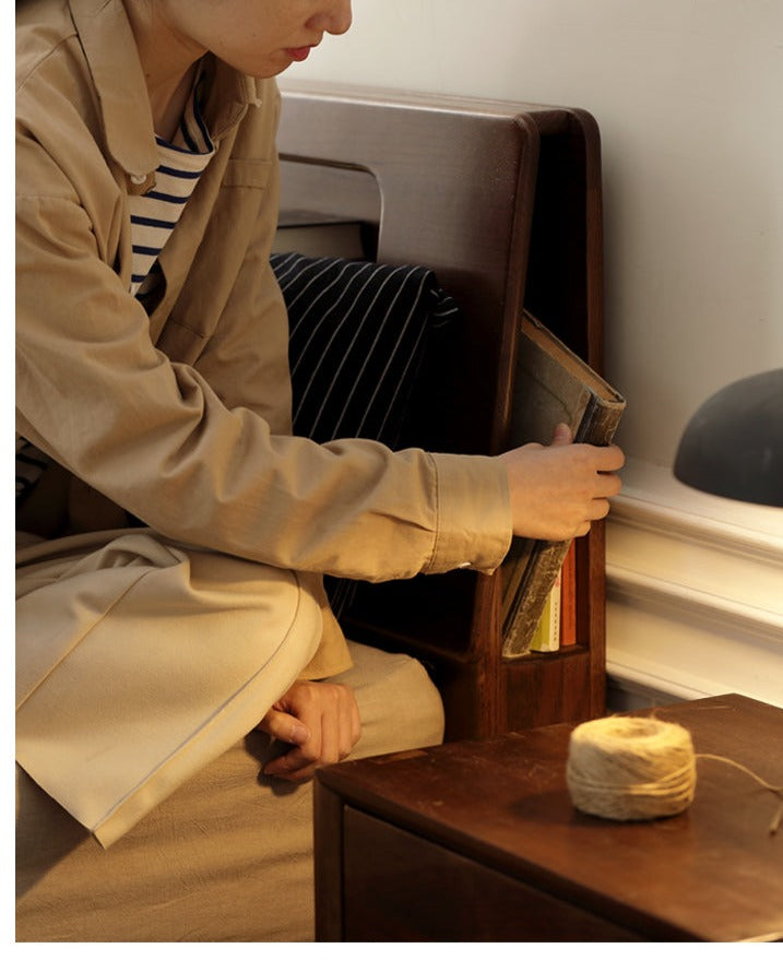 Oak solid wood bed with light walnut-color-USA