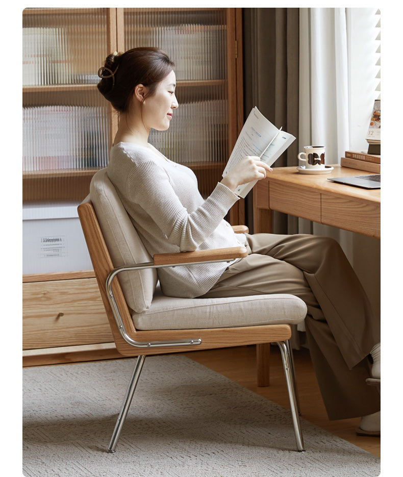 Oak Solid Wood Modern Minimalist Soft Office Chair
