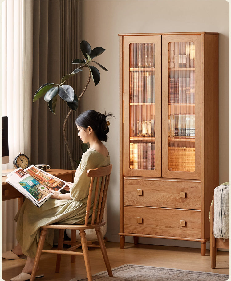 Cherry Solid Wood Middle Ancient Style Bookcase