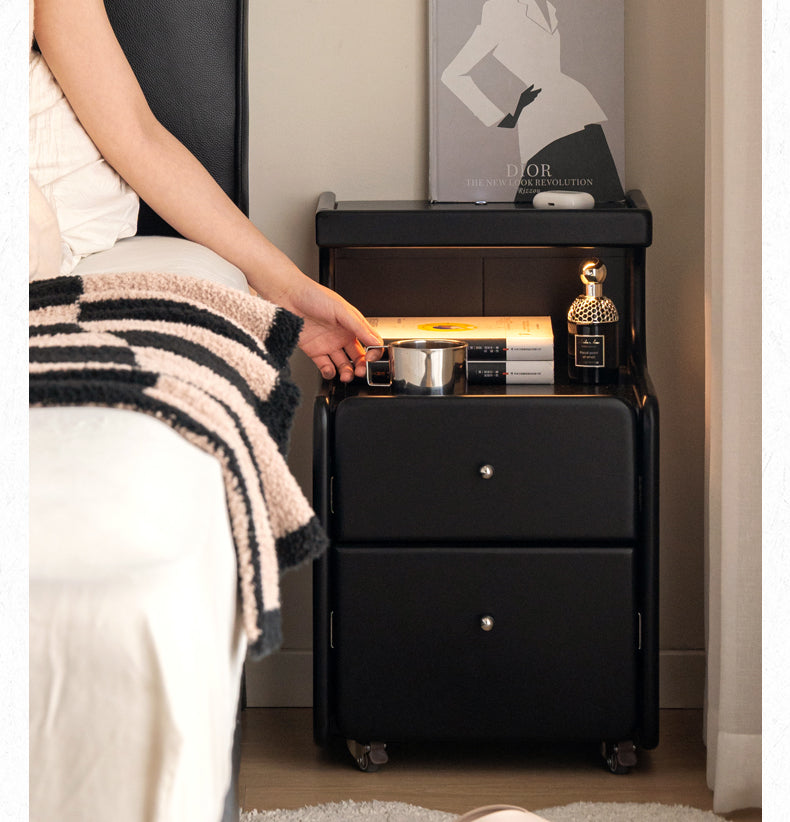 Rubber Solid Wood Multi Functional Nightstand.