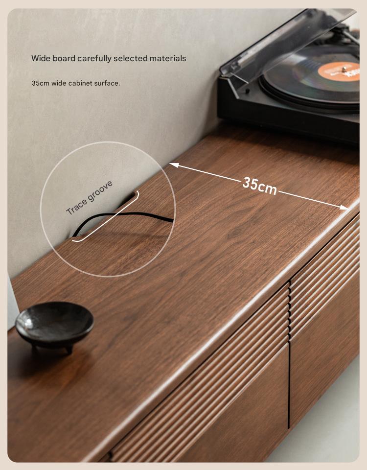 Black Walnut, Oak Solid Wood Floor TV Cabinet.