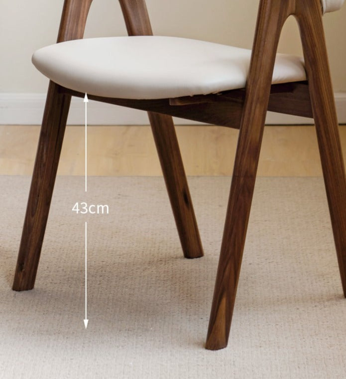 2 pcs Black Walnut Solid Wood, Organic Leather, Armchair