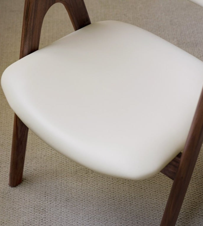 2 pcs Black Walnut Solid Wood, Organic Leather, Armchair