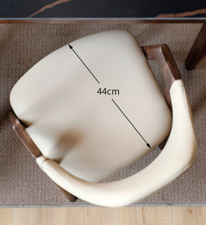 2 pcs Black Walnut Solid Wood, Organic Leather, Armchair