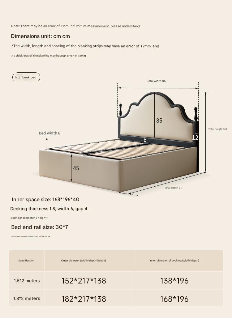 Ecological Cloud Leather French Retro Edge White Box Bed
