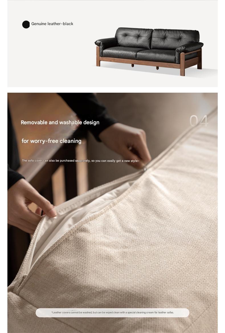 Black Walnut, Ash Solid Wood Modern Sofa