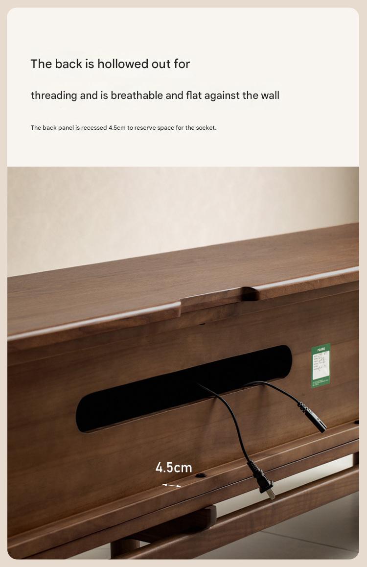 Black Walnut, Oak Solid Wood Floor TV Cabinet.