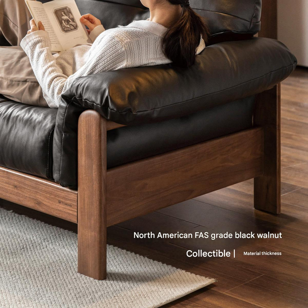 Black Walnut, Ash Solid Wood Modern Sofa