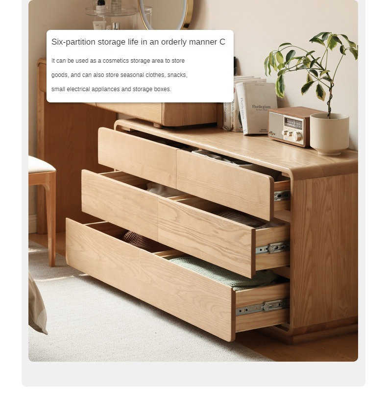 Ash Solid Wood Telescopic Dressing Table-USA