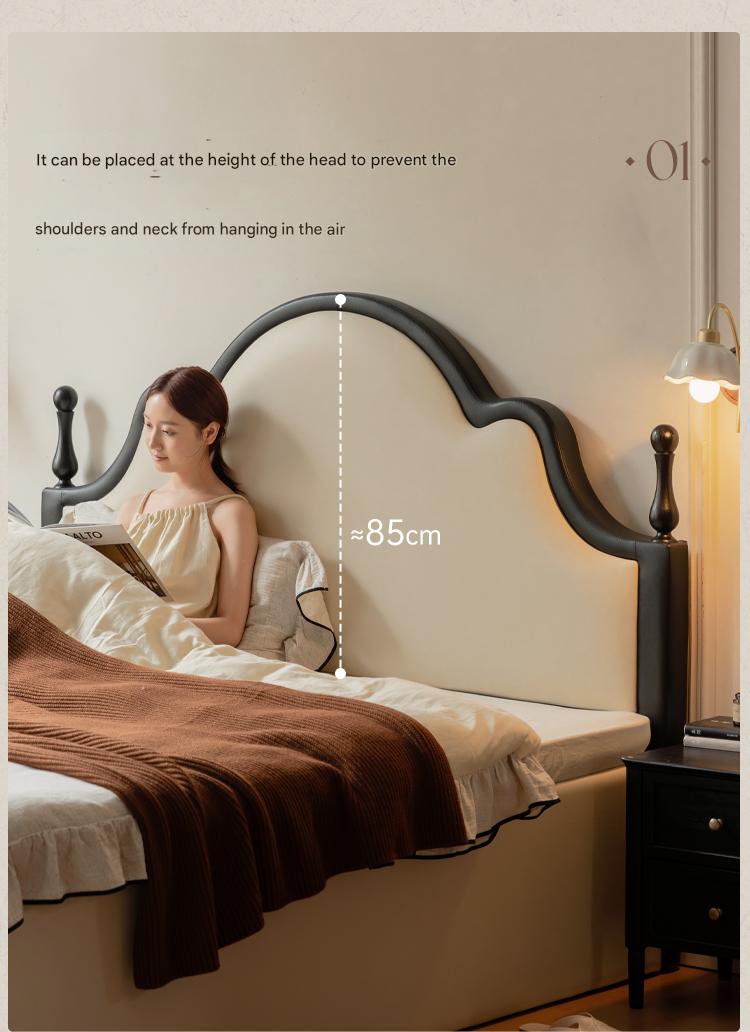 Ecological Cloud Leather French Retro Edge White Box Bed