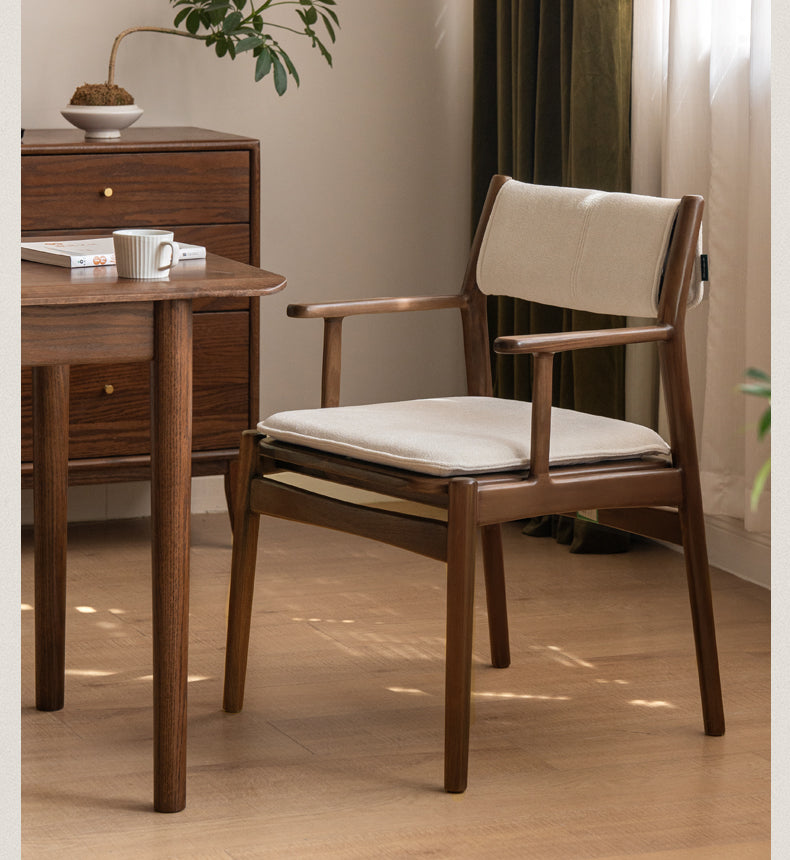 Golden Sandalwood Solid Wood Dining Soft Chair