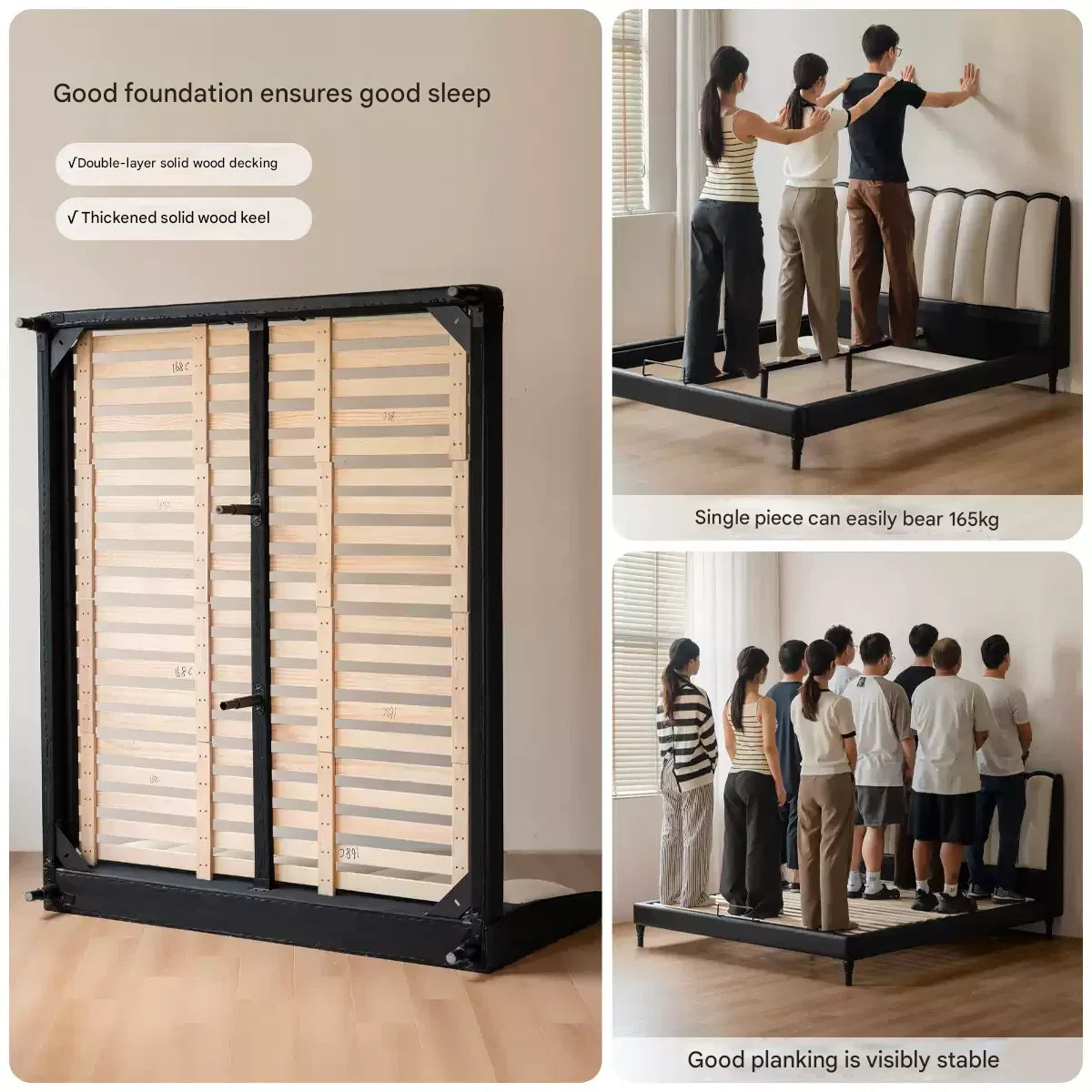 Ash Solid Wood Genuine Leather French Retro Art Bed