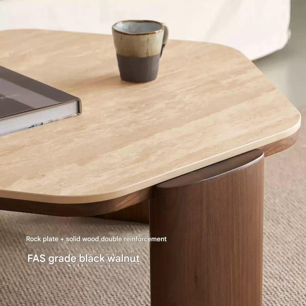 Sandalwood, Black Walnut Solid Wood Rock Plate Coffee Table